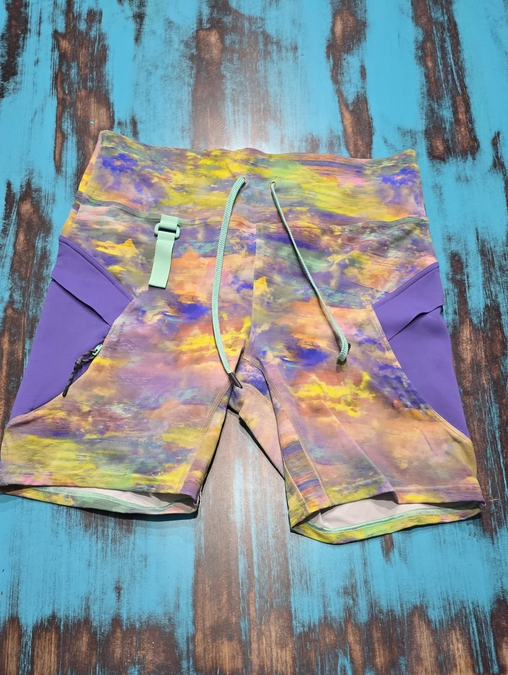 lululemon athletica Multicolor Tie-Dye Athletic Shorts with Purple Panels